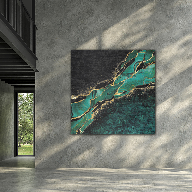 Openbaren schaamte Opstand ToF Wanddecoratie natuur abstract zwart-groen marmer met gouden aders | ToF  aan je muur