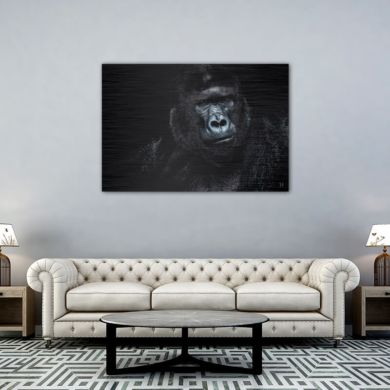 ToF Wanddecoratie dier portret westelijke laagland gorilla zwart-wit